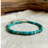 Natural Turquoise Dainty Bracelet Blue Gemstone Minimalist Healing Jewelry Gift Charms