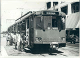 1981 Press Photo People Board Tijuana Trolley 1980s San Diego Model