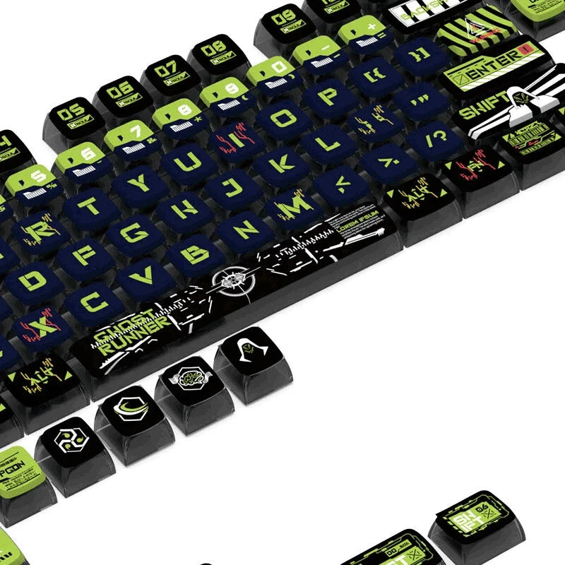 Ghost Runner PBT Keycaps Set Clear Shine Through for MX Mechanical Keyboards Model