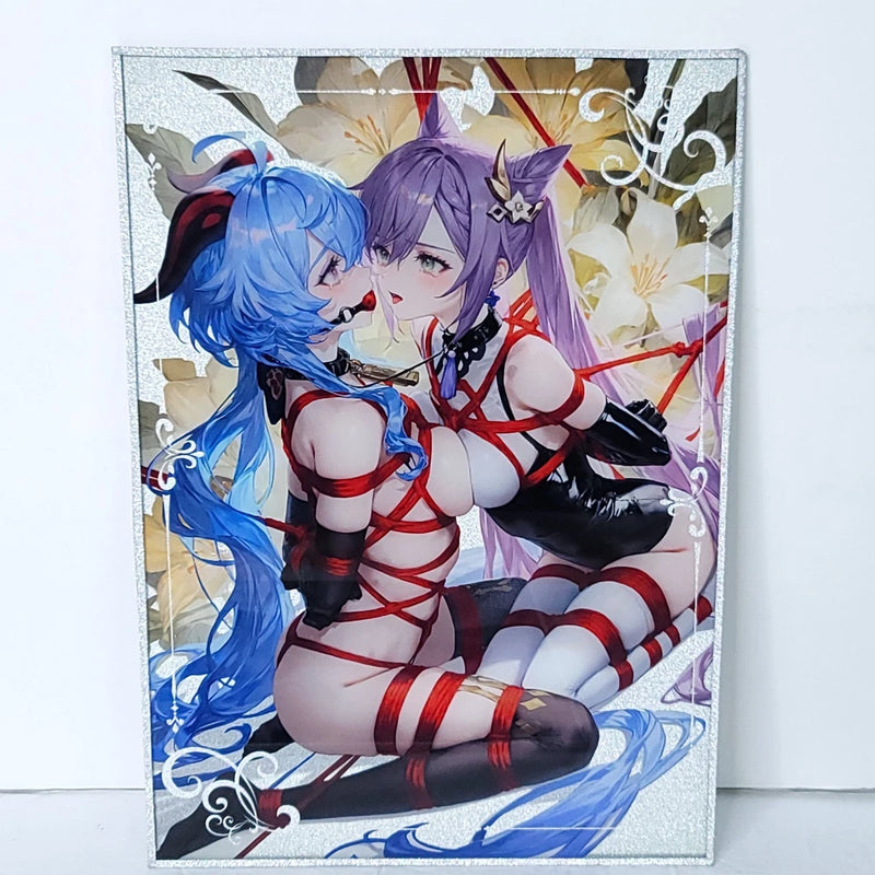 Ganyu Keqing Ribbon Oversized Waifu Card Premium A4 Wall Art Board 11" x 8.5" Model