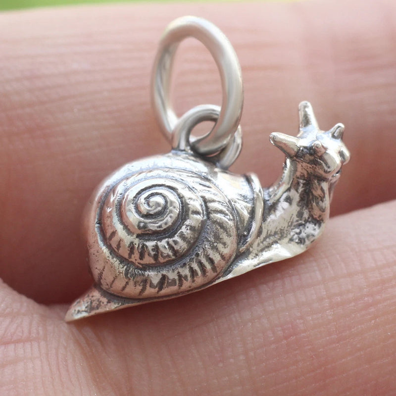 3D Snail Pendant Charm 925 Sterling Silver Mollusk Slug For Necklace Bracelet Charms
