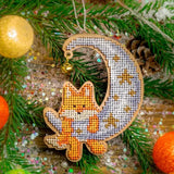 DIY Bead embroidery kit on wood Home Decor Fox Craft gift Model