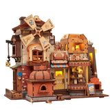 CuteBee 3D Miniature Dollhouse Bread Factory DIY Book Nook Bookend Kit Model