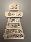 Lenox Lighthouse Thimble Collection 24 Lighthouses with Wooden Display Shelf Model