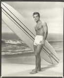 Robert Conrad Barechested Surf Board on beach Vintage 8x10 Double Weight Photo Model