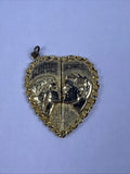 VINTAGE KISSY FACE Rotating Gold Tone Heart Charm Couple Rotating Rhinestone Charms