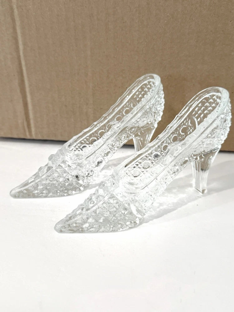 Vintage USSR Crystal Cinderella Shoes 1980s Wedding Souvenir Rare Collectible Model