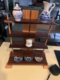 Vintage Wood Curio Cabinet MCM Inlay Miniature Figurine Display Case Table Top Model