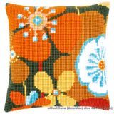 Vervaco stamped cross stitch kit cushion Retro Flowers II, DIY Model