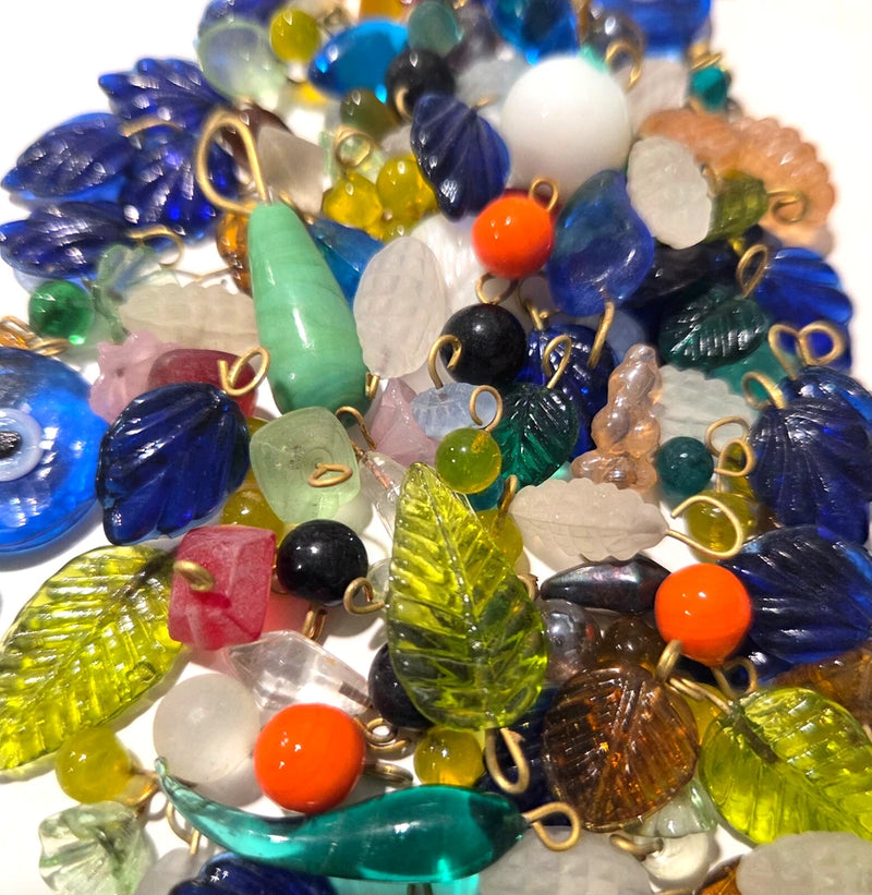 75 pcs. Bulk Drop Beads Glass Charms bead lot leaves Jewelry Making Earrings DIY Charms