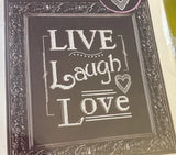 Rare Artiste Kooler Design Studio LIVE LAUGH LOVE Cross Stitch 2011 Kit #983916 Model