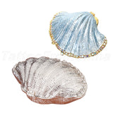 1x Pearl Mussel Hinged Trinket Box Wedding Ring Display Holder Seashell Figurine Model