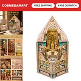 DIY Book Nook Kit - 3D Puzzle Pyramids Model with LED Lights, Fantasy Decor Model