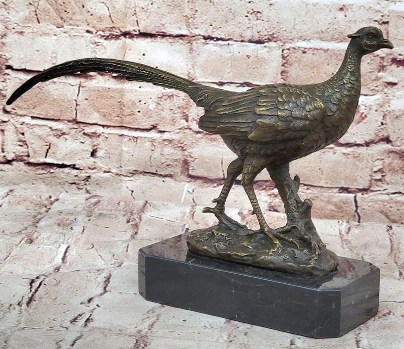 Intricate Bronze Sculpture of Pheasant Grouse Game Bird Wildlife Trophy Decor Model