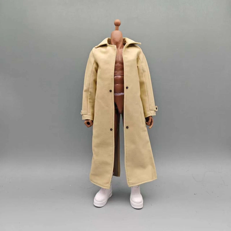 1/6 Khaki Coat Male Trench Windbreaker clothes model for 12in Thin Action Figure Model