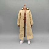 1/6 Khaki Coat Male Trench Windbreaker clothes model for 12in Thin Action Figure Model