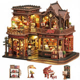 Tanxrayy Coffee Shop DIY Miniature House Book Nook Kit Model