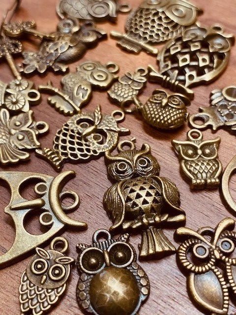 Halloween "Night Owls" bronze charms for paper craft & jewelry (20 count) Charms