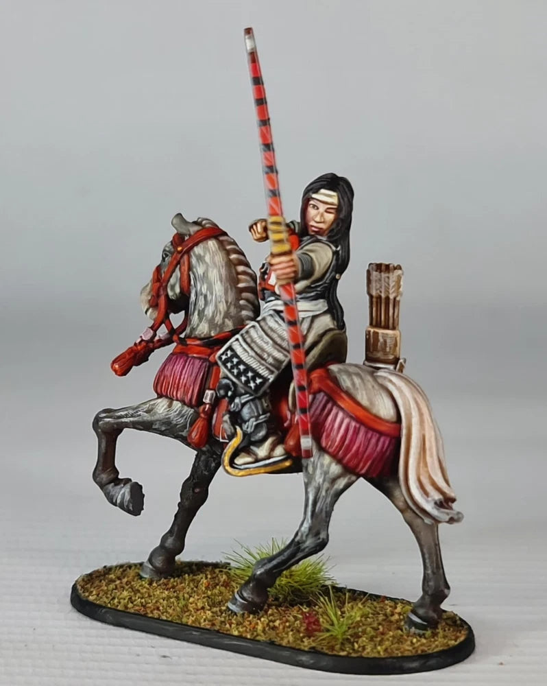 3d printed Mounted Female Bow Samurai, DnD, Pathfinder, tabletop, Wargame, RPG Model