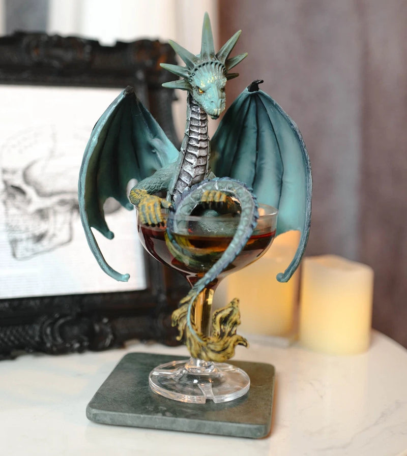 Cocktail Spirit Drunk Manhattan Liberty Dragon Statue Fantasy Decor Figurine Model