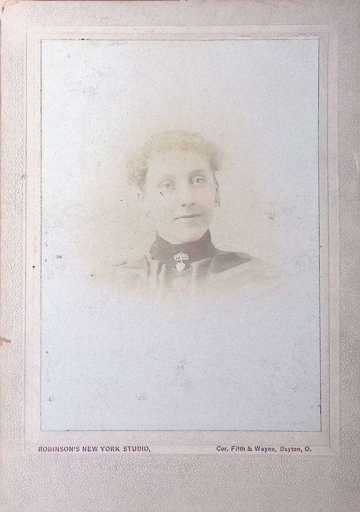 Vintage Board Photograph Woman in Victorian Dress Robinson Studio Dayton OH Model