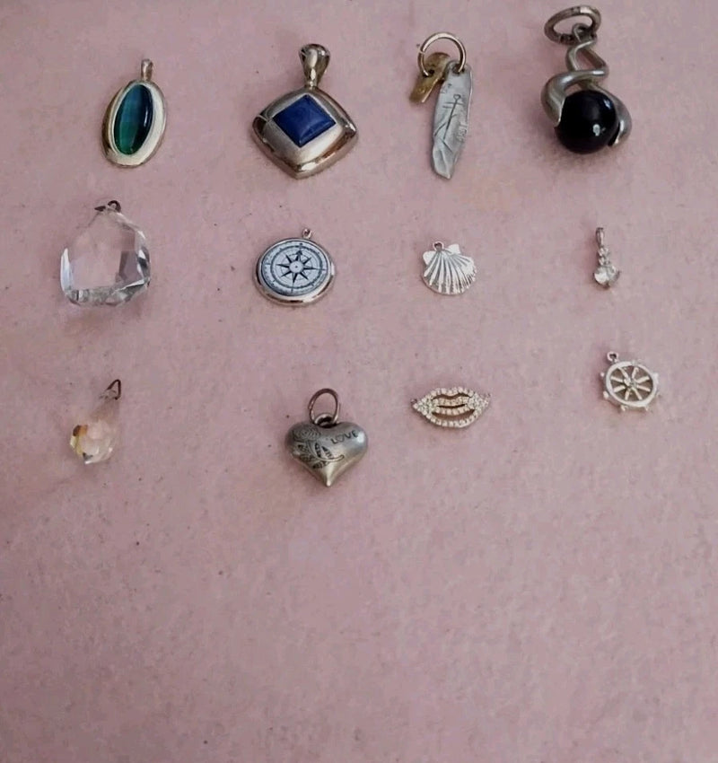 Silver-tone Pendants And Charms Lot Of Twelve /Free Shipping Charms