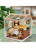 DIY Miniature House Kit Dollhouse Building Toy LED Light Christmas Gift Model