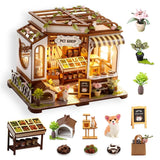 DIY Miniature House Kit 3D Wooden Puzzle Mini Pet Shop Tiny House Kit for Adu... Model