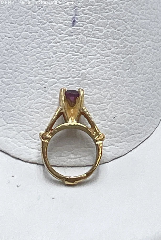 14K Yellow Gold Pink Faceted Stone Solitaire Ring Charm 0.25g Charms