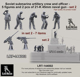 1/144 Soviet Submarine Artillery Crew Officer #2 figures & 21-K 45mm naval gun Model