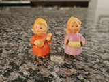 Pair (2) Goebel Angels - Accordion w/Pink & Mandolin w/Red Robe GLOSSY! TMK-6 Model