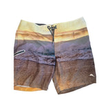 Tommy Bahama Photo Real Wave Board Shorts Mens 36 Beach Sunset Swim Trunks EUC Model