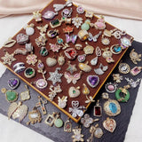 Bulk 12pc Mix Style Random Zircon Crystal Pendants Charm Jade DIY Making Jewelry Charms