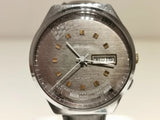 VINTAGE BIG BEAUTIFUL CHROMED MEN'S MECHANICAL DAY-DATE WATCH "RAKETA" CALENDAR Model