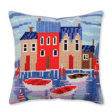 CdA stamped cross stitch kit cushion "Serene harbor " 5387, 40x40cm, DIY Model