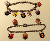 Lot of (2) European Souvenir Travel Bracelets & (12) 965-800 Enamel Charms, 7.0