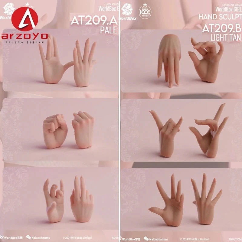 1:6 AT209 Female Hands Body Accessory Model For 12" Pale/Light Tan Skin Figures Model