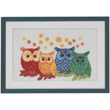 Permin counted cross stitch kit "Owls in different colors", 56x38cm, DIY, 70-330 Model