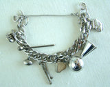 Vintage 1960s Sterling Silver 8 Charm Bracelet Charms