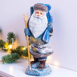 Hand-Carved Solid Wood Santa 11" ¨C Father Frost Style Winter Scene Mantel Decor Model