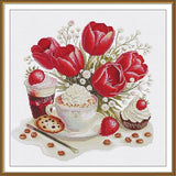 Counted Cross Stitch "Breakfast for a loved one" Embroidery Kit Unprinted ??anva Model