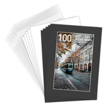 5x7 Black Picture Mat Boards Fits 4x6 White Core Bevel Backing + Clear Bags Model