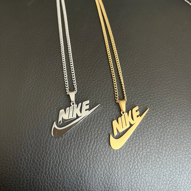 2 Pack of 20¡± Nike Swoosh Pendant & Necklace Gold and Silver Plated Stainless Charms