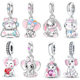 Animal Charm Beads Black Cat Elephant Rabbit Bear with 4mm Hole for Bracelet Charms