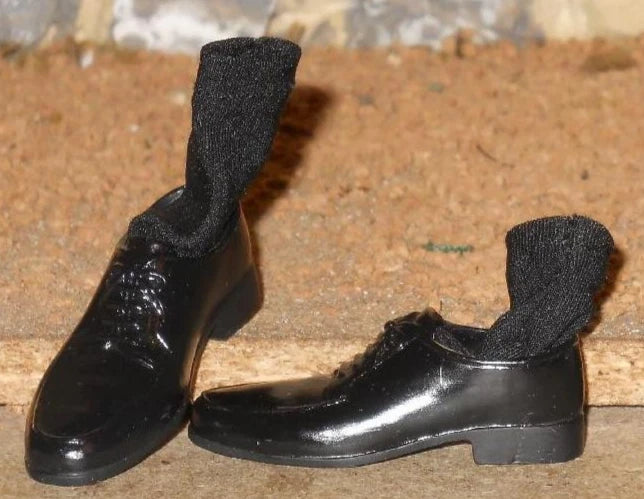 1/6 PAIR of Dragon Black Action Figure Business / Dress Shoes with Socks loose Model