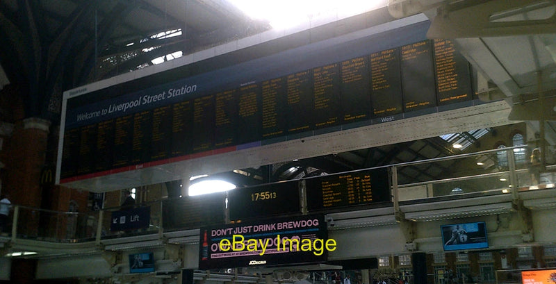 Photo 6x4 Departure Board in Liverpool Street Railway Station London  c2018 Model