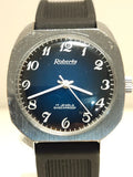 VINTAGE BEAUTIFUL MEN'S SWISS CHROMED MECHANICAL WATCH "ROBERTA" WITH BLUE DIAL Model