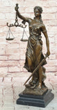 Blind Justice Law Lady Scale Bronze Sculpture Figurine Statue Brown Patina Model