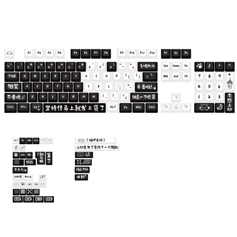 MOA Height Keycaps 135pcs Heat Sublimated Color Off Work Cats Theme Keycaps Set Model