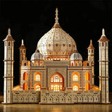 Taj Mahal Mechanical Building Model Kit Wooden 3D Puzzle DIY Toy Illuminated Model
